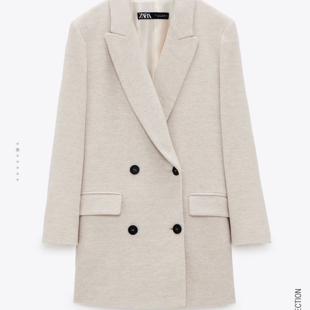 Zara Double-Breasted Cream Blazer Coat - Picture 10 of 10